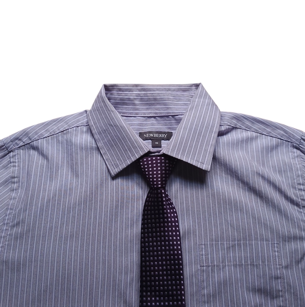 Newberry Purple Striped Dress Shirt Set With Tie - Picture 2 of 4
